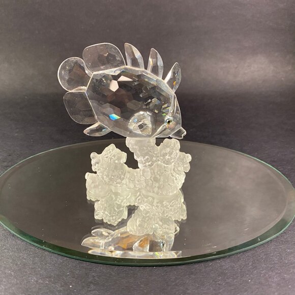 Swarovski large Crystal Butterfly Fish Figurine Clear on Reef W/ display mirror - Picture 6 of 10